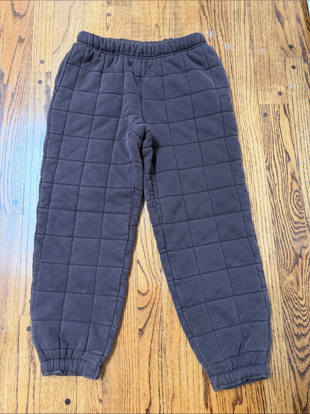 TNA sz S MEGA Cozy Fleece Brown Quilted Track Pants Joggers perfect 4 cold days!